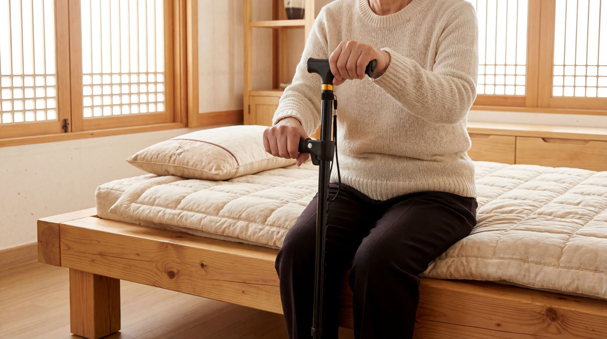 기립 보조 핸들 사용